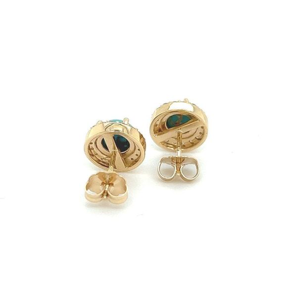 Natural Turquoise Diamond Earrings 14k Gold 2.18 TCW Certified $2,490 217839 - Picture 5 of 7